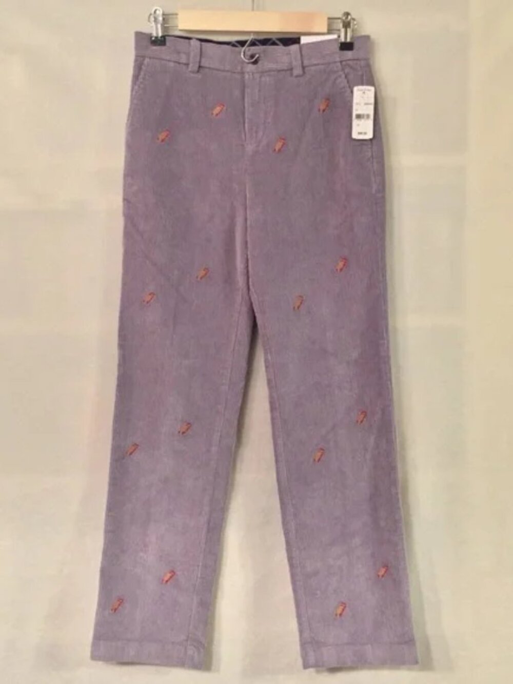 NWT Brooks Brothers grey cotton embroidered sled winter corduroy pants